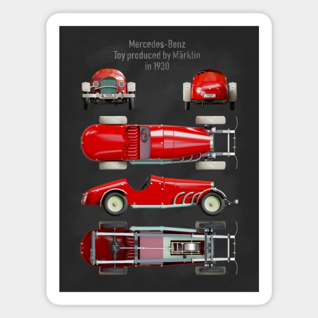 Mercedes-Benz Vintage Car Toy Magnet by Shubol